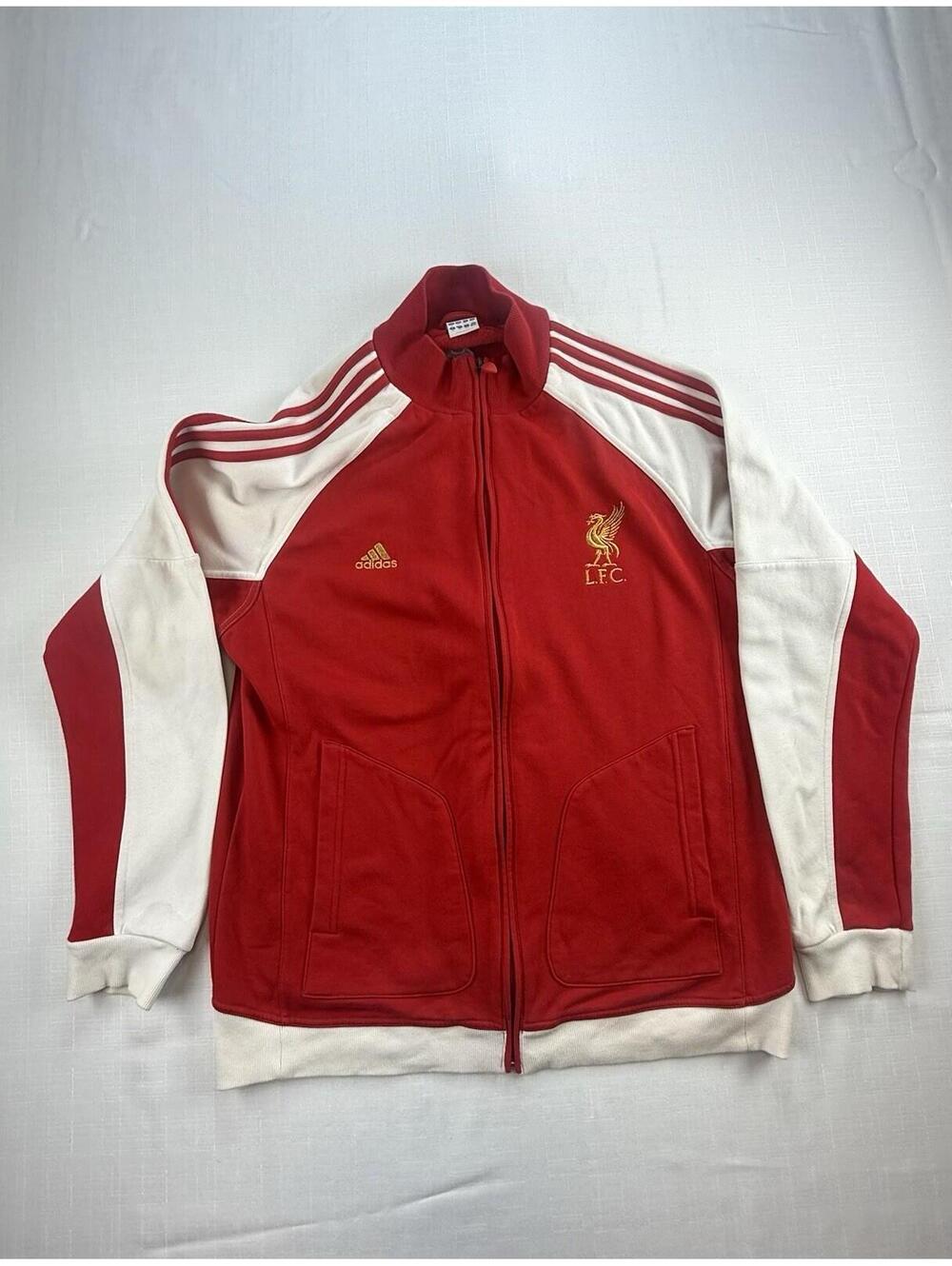 Adidas Liverpool FC Track Jacket Men’s XL Red White Full Zip Soccer Football Y2K